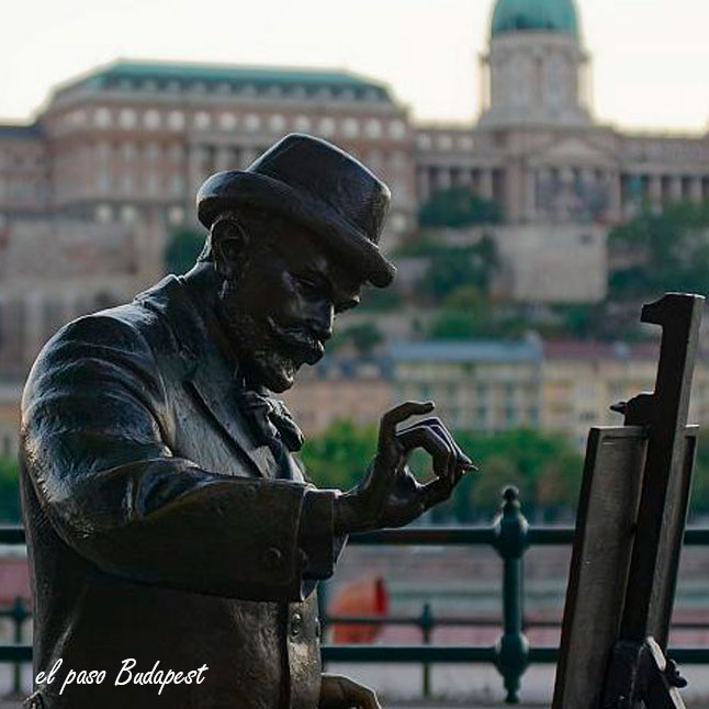 Estatua de pintor en Budapest