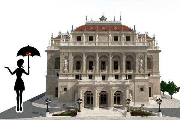 Sitio donde comienza el free tour de Budapest en español que es afuera de la Ópera nacional